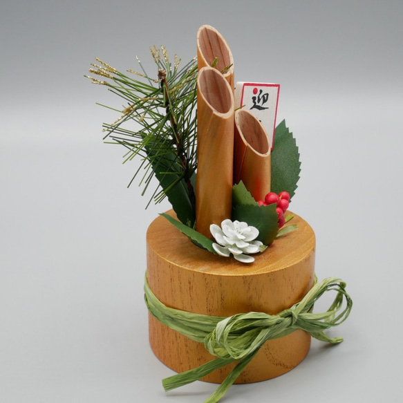 【正月飾り】ちいさな木筒の門松　ゴールド 2022 2枚目の画像