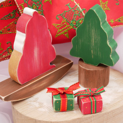 【早割クリスマス2025】【Xmasオーナメント】揺れるサンタ・クリスマスツリー・プレゼント　アンティーク風　 5枚目の画像