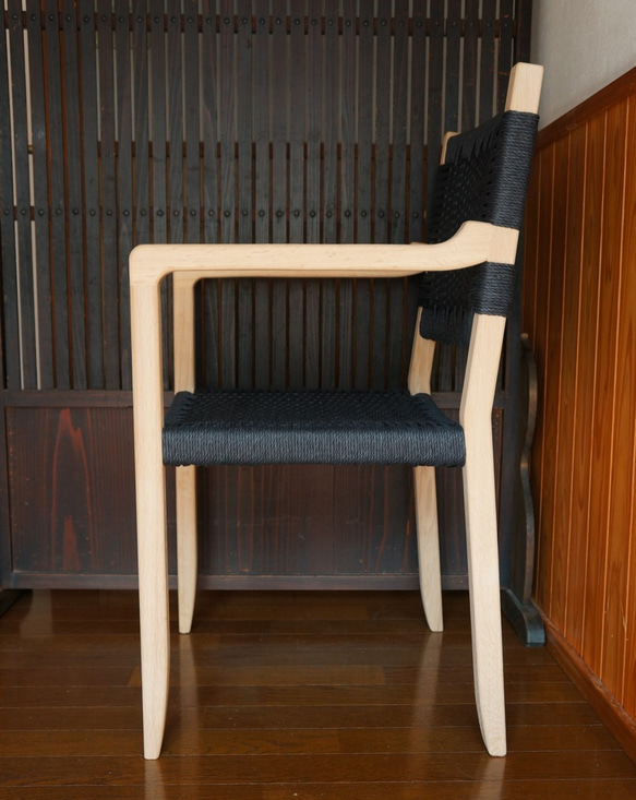 【受注制作】Working chair  -オーク＆ブラックペーパーコード 2枚目の画像