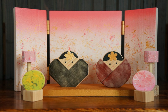 縁起物・飾り物と一緒に飾れるミニパネル　桃色 5枚目の画像