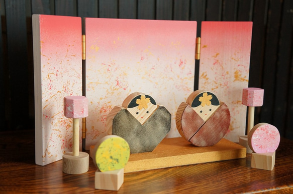 縁起物・飾り物と一緒に飾れるミニパネル　桃色 6枚目の画像