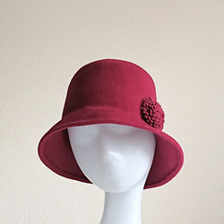 sale☆ローズピンク○ニュアンスカラー○フェルト フラワーflower帽子 ハット 4枚目の画像