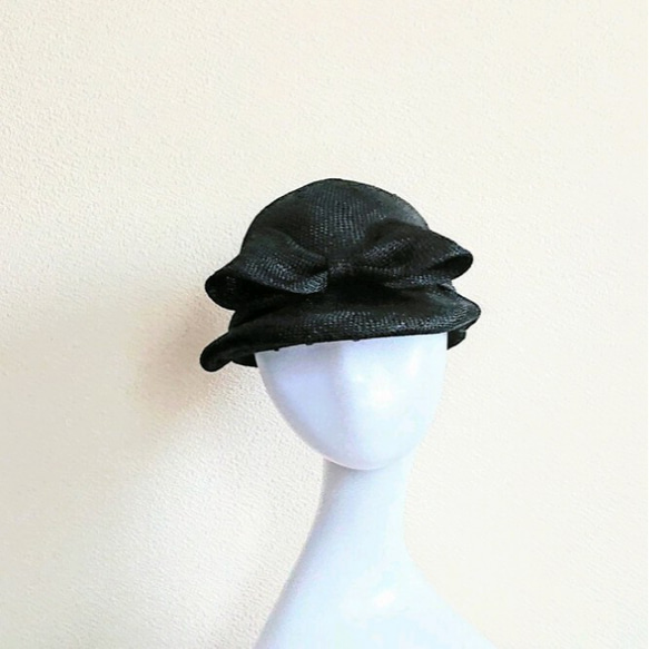 SALE☆ブラックリボンの帽子◇キャップ 2枚目の画像