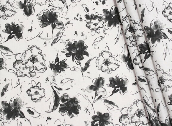 完売【半額セール】水墨画フローラルの麻綿スカート 2枚目の画像