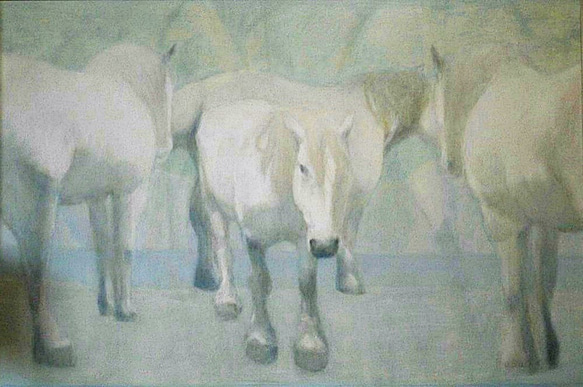 「時空の馬Ⅱ」・飽きの来ない癒しの絵（油彩M80号） 福島房雄 1枚目の画像