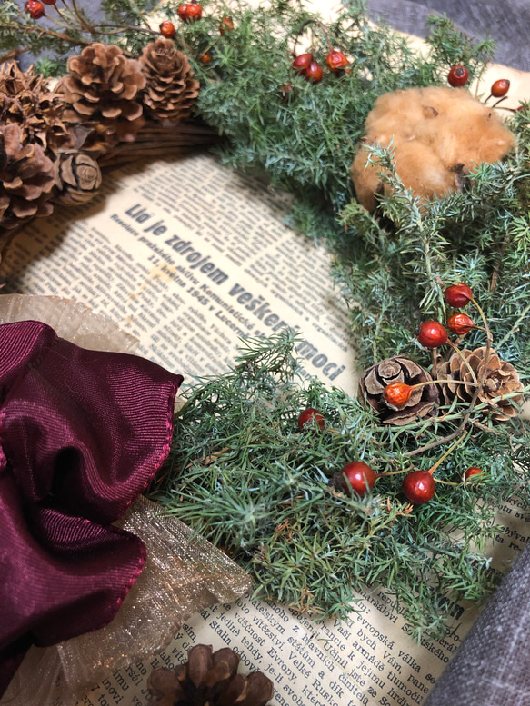 ひむろすぎを使用したクリスマスリース/Christmas wreath 4枚目の画像