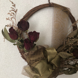 【Creema限定送料無料】【10%OFF】三日月のribbon antique Christmas wreath 3枚目の画像