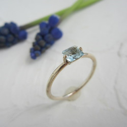 【免費送貨】海藍寶石（方形切割）·戒指（k10） 第3張的照片