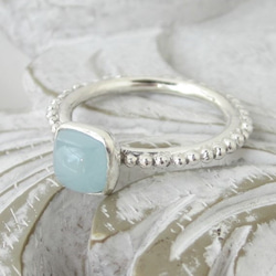 【免費送貨】乳白色海藍寶石（方形）·戒指（銀925） 第1張的照片