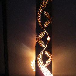 竹灯篭竹アート灯クロス花ウエーブ スタンドライト・テーブルランプ 灯