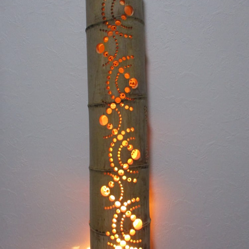 竹灯籠　〜〜アートランプ〜〜 竹灯篭竹アート灯クロス花ウエーブ スタンドライト・テーブルランプ 灯