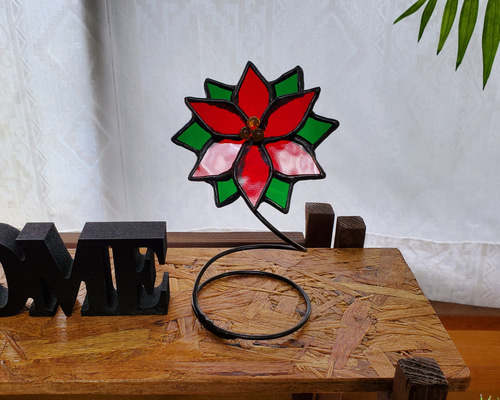 ポインセチアの ステンドグラス❤️ その他インテリア雑貨 さくら工房