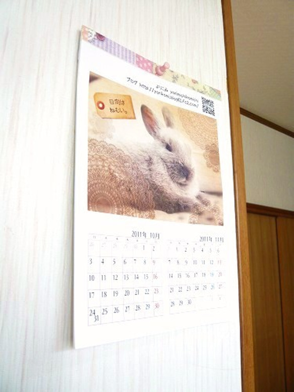 B5壁掛けカレンダー2014年・子ウサギのチロ 1枚目の画像