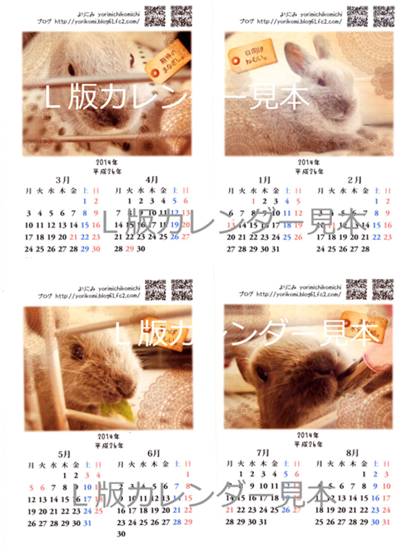 B5壁掛けカレンダー2014年・子ウサギのチロ 2枚目の画像