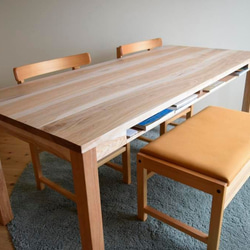 カバ桜　棚付きダイニングテーブル　W140 1枚目の画像