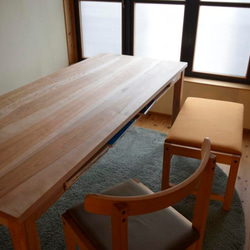 カバ桜　棚付きダイニングテーブル　W140 7枚目の画像