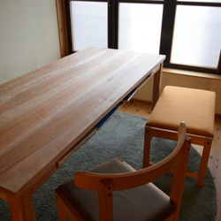 カバ桜　棚付きダイニングテーブル　W160 9枚目の画像