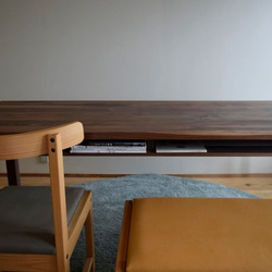 ブラックウォールナット　棚付きダイニングテーブル　W160 1枚目の画像