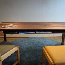 ブラックウォールナット　棚付きダイニングテーブル　W160 3枚目の画像