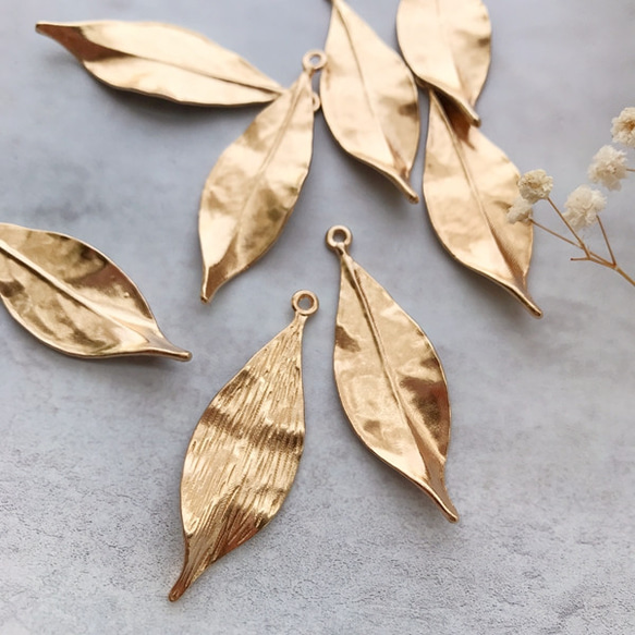 6個【A-48】 リーフパーツ 葉っぱ チャーム leaf DIYパーツ 素材
