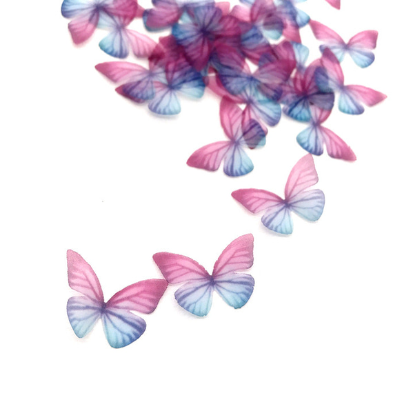送料無料【お試しセット】３cm 5種類（10枚） 蝶々  ちょうちょパーツ 　羽　シフォン 2枚目の画像