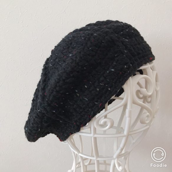 Sold out‼️Otona ブラックツイードのベレー帽 1枚目の画像