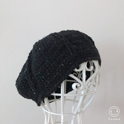 Sold out‼️Otona ブラックツイードのベレー帽 2枚目の画像