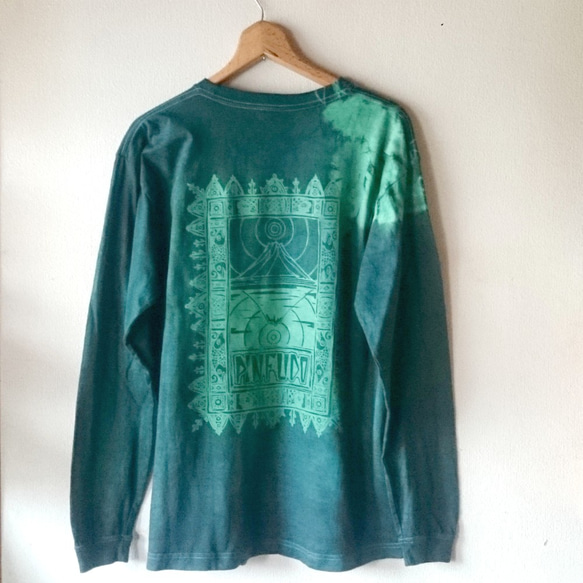 Green tie-dyed long sleeved /L 2枚目の画像