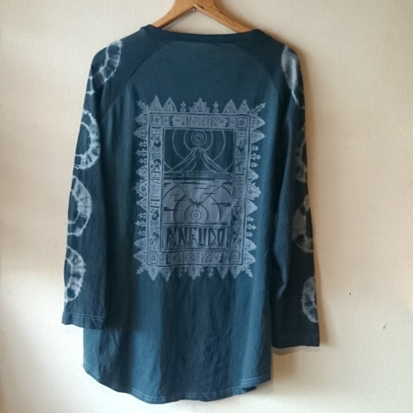 Black tie-dye Raglan sleeve T-shirt /XXL 2枚目の画像