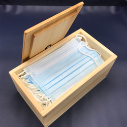マスクケース 収納ボックス 木製 屋久杉 ヒノキ 無垢材 陶器ノブ 手作り 4枚目の画像