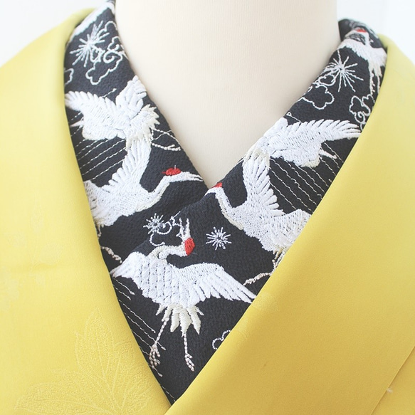 成人式結婚式に鶴と雲の吉祥文様刺繍半襟 6枚目の画像