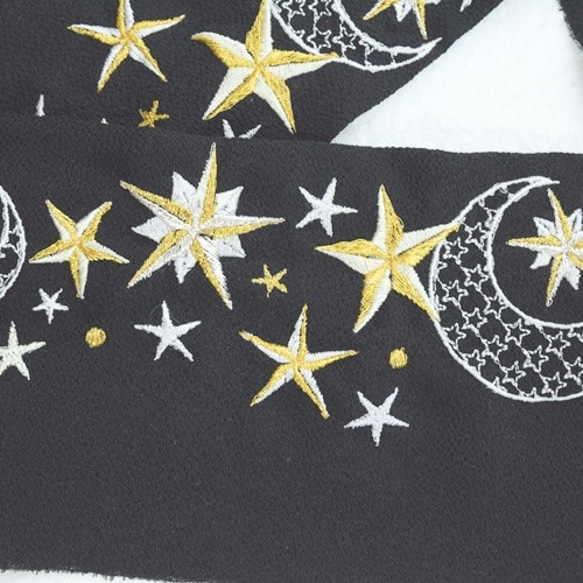 「星座柄刺繍半襟」～流星の輝き～金銀糸を使用しました 9枚目の画像