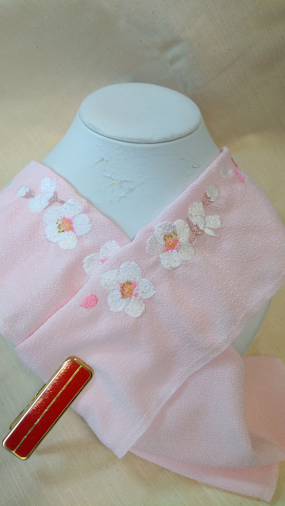 桜の刺繍半衿　ベビーピンク 6枚目の画像
