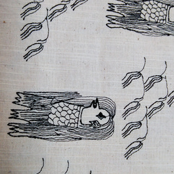 アマビエの刺繍生地　バック用厚手 2枚目の画像