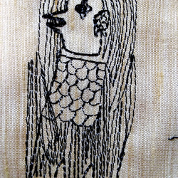 アマビエの刺繍生地　バック用厚手 3枚目の画像