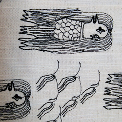 アマビエの刺繍生地　バック用厚手 5枚目の画像