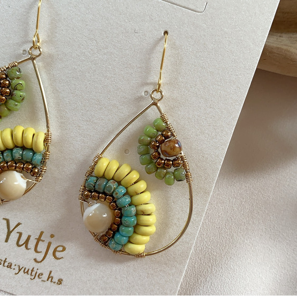 ボヘミアンダブルビーズピアス／イヤリング ピアス（フープ） moeuhane 