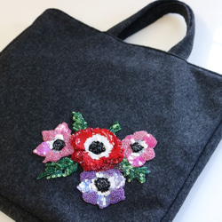 【受注製作】★★オートクチュール刺繍バッグ《アネモネ》★★ 1枚目の画像