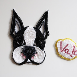 【受注製作】オーダーメイド☆オンリーワン☆愛犬ネーム入りオートクチュール刺繍　お散歩バッグ =ボストンテリア= 4枚目の画像