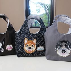 【受注製作】オーダーメイド☆オンリーワン☆愛犬ネーム入りオートクチュール刺繍　お散歩バッグ =ボストンテリア= 5枚目の画像