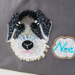 【受注製作】オーダーメイド☆オンリーワン☆愛犬ネーム入りオートクチュール刺繍・お散歩バッグ =ミニチュアシュナウザー= 4枚目の画像