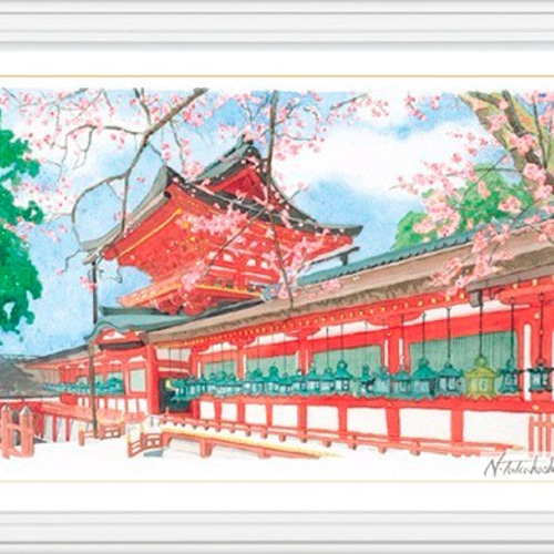 水彩で描く風景画『春日大社』ジグレ版画（額付き） 絵画 kyoto 通販
