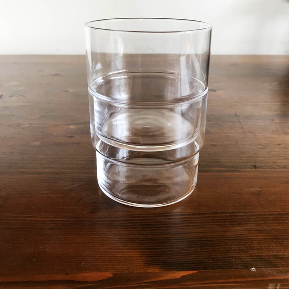 名入れ／文字入れで特別なグラスに　グラスの汗も安心　ボリュームコースター付き　スタッキンググラス【カラー：白杢】 7枚目の画像