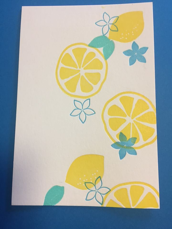 夏のお便り　レモン柄ポストカード 2枚組　活版印刷 2枚目の画像