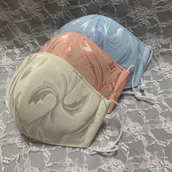 立体マスク ｼﾞｬｶﾞｰﾄﾞ生地  ブルー色/絹 6枚目の画像