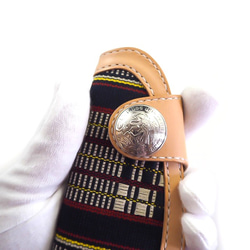 首里織ドロップキーケース　革のキーケース　ヌメ革　沖縄ハンドメイド革小物 5枚目の画像