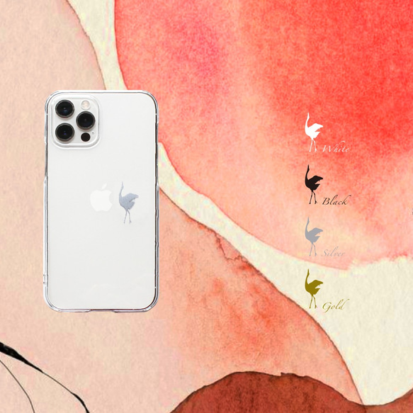 りんごとダンスする鶴 iPhoneケース ：iPhone15〜iPhone各種選択可能♪ 1枚目の画像