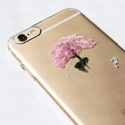 太空賞櫻智慧型手機殼 iPhone 手機殼 iPhone 17+ 簡約透明櫻花設計，單點設計 Android 第4張的照片