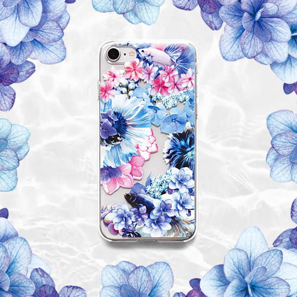 擬態ベタ(紫陽花) スマホケース：iPhone15〜 1枚目の画像