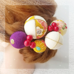 灯ーakariー ちりめん細工玉髪飾り ヘアピン きなりや 通販